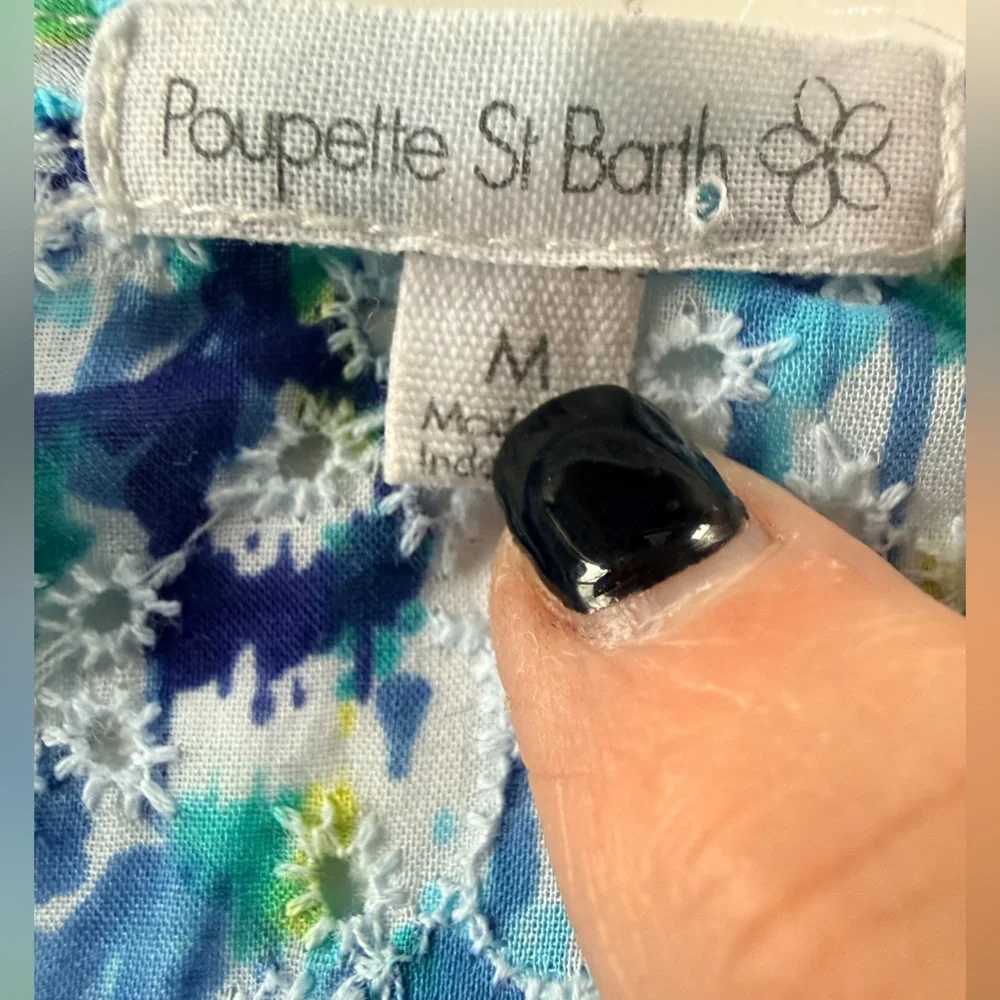 Poupette St Barth Reine Midi Dress in Blue Aquarelle Size Medium